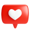heart-shape-social-media-notification-icon-speech-bubbles-background-3d-rendering